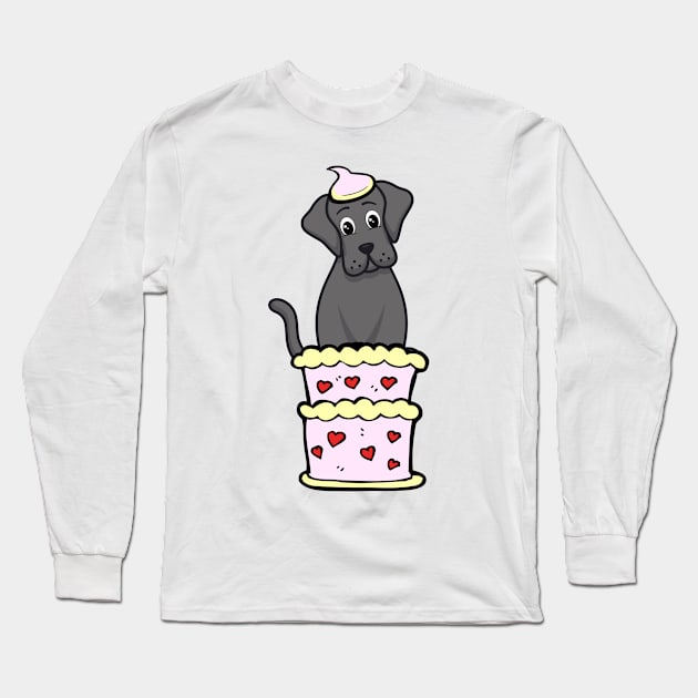 Big dog Jumping out of a cake Long Sleeve T-Shirt by Pet Station